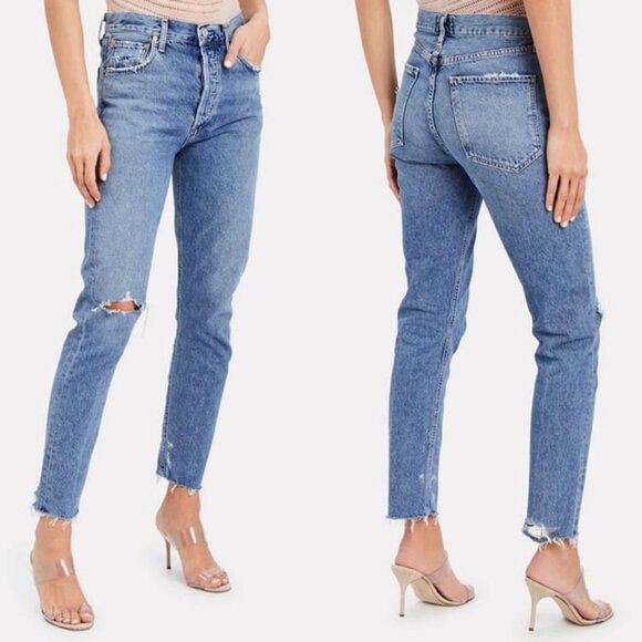 Agolde Women’s Jamie Distressed Denim Button Fly Relaxed Fit Jeans Size 29‎ - Picture 1 of 9